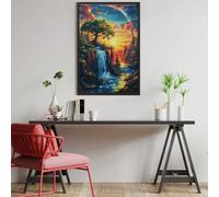 Paisaje de Cascada al Atardecer Puzzles 1000 Piezas Decorativo Hogar Animales y Plantas Obra De Arte Rompecabezas Familiar para Adultos Desafío Intelectual DIY Creativo 1000 PCS