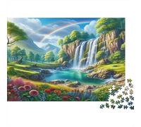 Paisaje de Cascada arcoíris Puzzles 1000 Piezas Papel Reciclado para Adultos Puzzle para Adultos Juego Educativo para descompresión Excelente Idea de Regalo Partir de 12 años 38x26cm/1000pcs