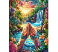 Paisaje de Cascada con arcoíris Puzzle 500 Piezas Cartón Blanco Premium para Coleccionistas Sueño de Pintura al óleo de Cuento de Hadas Entrenamiento Memoria Hobby Colección Regalo Ori