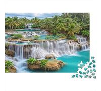 Paisaje de Cascada Tropical Jigsaw Oasis con Cascada Tropical Puzzle Mil Piezas Papel Resistente para Jóvenes Adultos - Entretenimiento Mejora Concentración 70x50cm/1000pcs