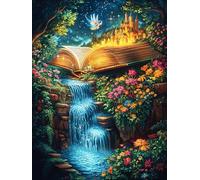 Paisaje de Castillo con Cascada Rompecabezas 300 Piezas Cartón para Mayores Sueño de Pintura al óleo de Cuento de Hadas para Ocupar Tiempo Actividad Antiestrés Decoración Mural Mejor Valorado 300 PCS