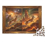Paisaje de Ciervo Estrellado Puzzle de 1000 Piezas Papel Adultos Escena Fantasía Cósmica Puzzle para Adultos Puzzle para Toda la Familia Decoración Hogar Regalo Relajante 70x50cm/1000pcs