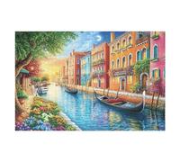 Paisaje de Ciudad de Canales de Venecia Puzzle 1000 Piezas Regalo Familiar Rompecabezas 3D Obra De Arte para Hombres Y Mujeres DIY Creativo Aliviar Estrés 1000 PCS
