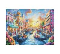 Paisaje de Ciudad de Canales de Venecia Puzzle 500 Piezas Regalo Familiar Rompecabezas 3D Obra De Arte para Hombres Y Mujeres DIY Creativo Aliviar Estrés 500 PCS