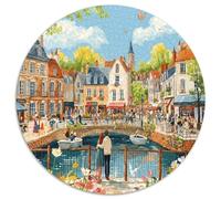Paisaje de Ciudad Europea Puzzle de 1000 Piezas Papel para Adultos Vida en el Río Juego de Puzzle 1000 Piezas Decoración Hogar 1000pcs (67.5x67.5cm)