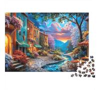 Paisaje de Ciudad Europea Puzzle de 1000 Piezas para Adultos Papel Atardecer Arte Colorido Puzzle para Toda la Familia Relajación Hogar 38x26cm/1000pcs