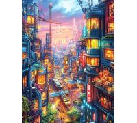 Paisaje de Ciudad por la Noche Puzzle 1000 Piezas Cartón Resistente para Niños Mayores 14 Años Pintura al óleo de Animales y Plantas Estimulación Cerebral Entretenimiento Sin Pantalla