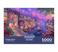 Paisaje de Ciudad Ribereña Puzzle de 1000 Piezas para Adultos Vista Nocturna Juego de Puzzle 1000 Piezas Decoración Relajante 52x38cm/1000pcs
