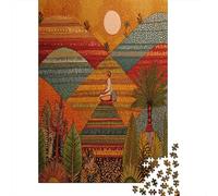 Paisaje de colinas Rompecabezas para Adultos |Woman Sitting on A Plateau| 38x26cm/1000pcs Juegos Educativos De Decoración del Hogar