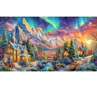 Paisaje de Cuento de Hadas de Invierno con Aurora Boreal Papel Reciclado Juego de Puzzle 1000 Piezas Desafío de Juego Educativo Regalo Divertido & Actividad en casa para Adultos 38x26cm/1000pcs