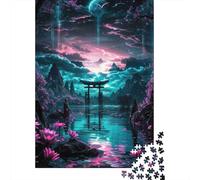 Paisaje de fantasía Moonlight 1000 Piezas Papel Durable Puzzle para Adultos Adultos Portátil Actividad Vinculación Familiar Rompecabezas Atractivo 52x38cm/1000pcs