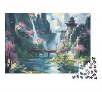 Paisaje de fantasía Oriental Rompecabezas 1000 Piezas Mountain Garden Cartón para Niños 12+ Regalo Navidad para Entrenar La Mente Mejor Regalo 70x50cm/1000pcs