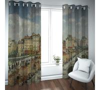 Paisaje de Francia Cortinas Opacas Ojal Aislamiento térmico Le Pont-Neuf Pinturas Famosas Estampas Cortinas para Dormitorio Salón 2 Paneles (W132xL160cm Cada uno)