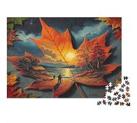 Paisaje de Hojas de otoño Puzzle 1000 Piezas Papel Reciclado para Adultos Puzzle para Adultos Juego difícil y desafiante Excelente Idea de Regalo para Creatividad y Regalos 70x50cm/1000pcs