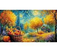 Paisaje de Hojas otoñales con árboles y río Puzzle para Adultos de 1000 Piezas - Juego Familiar Divertido & Estimulante Juego edugatoivo & Relajación 38x26/1000pcs