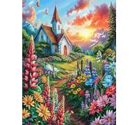 Paisaje de iglesia rural Puzzles 1000 Piezas Estera Portátil 3D Antideslizante Pintura al óleo animal-planta Rompecabezas Familiar Para Adultos Aliviar Estrés Decoración Hogar Moderno Creativo 1000 PC