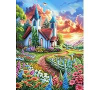 Paisaje de Iglesia Rural Rompecabezas 500 Piezas Cartón para Niños Mayores 14 Años Cuentos de Hadas de Animales y Plantas Noches De Cita Antiestrés Pack Completo Detalle Único Original 500 PCS