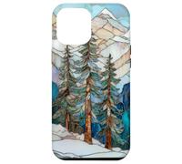 Paisaje De Invierno Pinos Vidrieras Navidad Celestial Carcasa para iPhone 12 Pro MAX