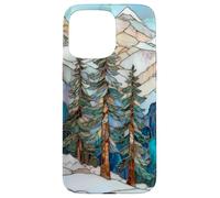 Paisaje De Invierno Pinos Vidrieras Navidad Celestial Carcasa para iPhone 15 Pro MAX