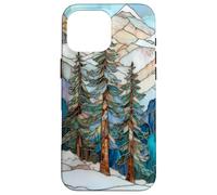 Paisaje De Invierno Pinos Vidrieras Navidad Celestial Carcasa para iPhone 16 Pro MAX