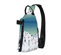 Paisaje de Invierno Vaca en Blanco y Negro en Diagonal Sling Bag, Crossbody Sling Backpack Shoulder Chest Bag para Mujeres Hombres, Travel Hiking Daypack