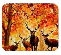 Paisaje de la Acuarela Artística Pintura al óleo Decorativa Paisaje Natural Caída Otoño Rojo Hojas Bosque Sika Ciervo Rectángulo Mousepad Personalizar Mousepad