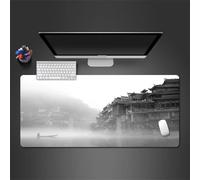 Paisaje de la Arquitectura China Alfombrilla de Ratón,XXL 300x900x3mm Mouse Pad,Base de Goma Antideslizante,Superficie Tela Fina,Mejora la precisión y Velocidad Adecuada para Jugadores,PC y portátil