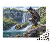 Paisaje de la Cascada del águila Puzzles 1000 Piezas Papel Reciclado para Adultos Puzzle para Adultos Juego Familiar Divertido y desafiante Juego Educativo con desafío 52x38cm/1000pcs