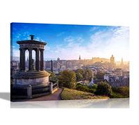 Paisaje de la ciudad de Edimburgo, arte moderno de pared, imágenes de arquitectura para el hogar, oficina, sala de estar, paisaje urbano enmarcado, Art Deco extragrande, 101 x 76 cm (40 x 30 pulgadas)