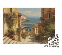 Paisaje de la Costa de Amalfi Rompecabezas para Adultos |Camino de Piedra serpentea hacia Abajo| De Diversión Familiar 52x38cm/1000pcs