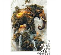 Paisaje de la Selva del Elefante Set De 1000 Piezas Papel Reciclado Puzzle Familiar Actividad De Vinculación Familiar Horas De Entretenimiento Ocio Casa 38x26cm/1000pcs