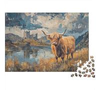 Paisaje de la Vaca de Highland 1000 Piezas Stock De Cartas Premium Rompecabezas De Bricolaje Coleccionistas Entrenamiento Cerebral Decoración De Paredes 70x50cm/1000pcs