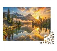 Paisaje de Lago Montaña Puzzle de 1000 Piezas Papel para Adultos Vista del Amanecer Juego de Puzzle 1000 Piezas Relajación Hogar Regalo 52x38cm/1000pcs