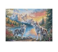 Paisaje de Lobo de Bosque de montaña Nevada Puzzle 300 Piezas Portátil Familiar Compacto Rompecabezas 3D para Familia Desafío Intelectual Maquetas EduGatoivas Construir 300 PCS