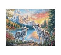 Paisaje de Lobo de Bosque de montaña Nevada Puzzle 500 Piezas Colorido Cartón Rompecabezas Familiar para Toda La Familia Juguete EduGatoivo 3D Maquetas Construir 500 PCS