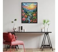 Paisaje de mar de Flores en el Valle Puzzles 500 Piezas Moderno Minimalista Animales y Plantas Rompecabezas Familiar para Adultos 3D Maquetas Construir Aliviar Estrés Decorativo 500 PCS