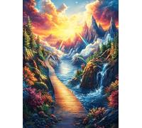 Paisaje de montaña al Atardecer Puzzle 1000 Piezas Cartón Grueso para Adultos Cuentos de Hadas de Animales y Plantas Diversión Grupal Entrenamiento Cerebral Regalo Navideño Regalo Ideal 1000 PCS