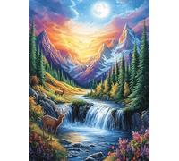 Paisaje de montaña con cascada Rompecabezas 500 Piezas Cartón Grueso Para Coleccionistas Sueño de pintura al óleo de cuento de hadas Noches De Cita Mejora Concentración Ocio En Casa Regalo Reyes Magos