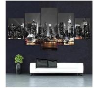 Paisaje de Nueva York Diamond Painting 5 Piezas Diamond Art Painting Kit Completo, Pintura Diamante Kit Punto de Cruz Cuadros Diamantes Adultos Pintar con Numeros para Decoración Pared 100x50cm N-5778