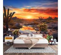 Paisaje de Oasis En El Desierto Fotomural para Pared de Tela No Tejida 200x140 cm, Paisajes Naturales Papel Pintado Decorativo de Interiores para Salón Dormitorio Oficina, Fácil de Instalar