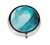 Paisaje de olas de mar verde azulado, pastillero, pastillero cuadrado para bolsillo o monedero, pastillero pequeño, organizador de pastillas de viaje