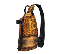 Paisaje de otoño Telón de Fondo Purple Tulip Diagonalmente Sling Bag, Crossbody Sling Backpack Shoulder Chest Bag para Mujeres Hombres, Travel Hiking Daypack