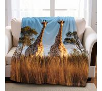 Paisaje De Pastizales Manta Esponjosa Jirafa Animal de Microfibra 130 x 150 cm Suavidad Premium con Estampado 3D Que Realza tu Hogar