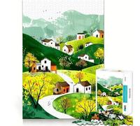 Paisaje de Pueblo en Acuarela con Sendero sinuoso Rompecabezas de 1000 Piezas para Adolescentes Juego Que estimula el Cerebro Encaje Huecos Actividad Relajante para Grupos en Interiores