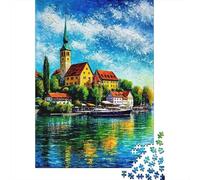 Paisaje de Pueblo Junto al Lago Puzzles 1000 Piezas Puzzles Clásicos para Rompecabezas De Piso Y Juego Familiar Adultos Y Niños A Partir De 12 Año 52x38cm/1000pcs