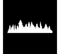 paisaje de silueta de ciudad Pegatinas de grabado 25x86.2cm Cultura del tatuaje Blanco