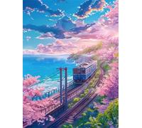 Paisaje de Tren costero Puzle de 4000 Piezas 141x87 cm - Rompecabezas DIY Pintura, Entretenimiento Creativo Adultos Mayores de 14 años Decoración del Hogar