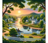 Paisaje de un Pueblo ribereño Puzzle 200 Piezas,Rompecabezas DIY Adultos,Puzle Clásico para Adultos Entretenimiento Creativo, Juegos Desafiantes