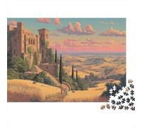 Paisaje del Antiguo Oriente Medio Rompecabezas Mansión de Piedra, Campo de Trigo Rompecabezas Juego De Habilidad para Toda La Familia 1000pcs (75x50cm)