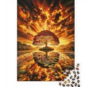 Paisaje del árbol del cielo del fuego 1000 Piezas Stock De Cartas Premium Rompecabezas Clásicos Entusiastas De Jigsaw Senior Entrenamiento Cerebral Decoración De Paredes Idea De Regalo 38x26cm/1000pcs